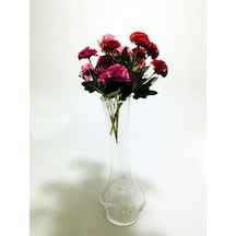 Uzun 40cm Cam Kırmızı Pembe Mor 3 Renk Karanfilli Vazo