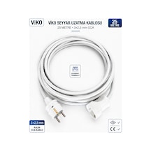 Viko Seyyar Uzatma Kablosu 25 Metre 3x2.5 Mm Cca Kablo Viko Erkek Dişi Fiş Klemensli Terminalli Topraklı Tse Ce Belgeli 25 M