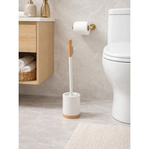 Ahşap Detaylı Silindir Tuvalet Fırçası Ve Standı Modern, Kapalı Hazneli Wc Fırçası Vıchy-7041 Gümüş Ahşap Detaylı Silindir Tuvalet Fırçası Ve Standı Modern, Kapalı Hazneli Wc Fırçası Vıchy-7041 Gümüş