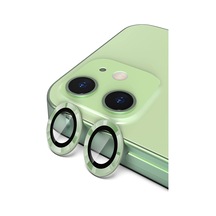 Apple Uyumlu iPhone 12 Mini Alüminyum Alaşım Temperli Cam Kamera Lens Koruyucu - Yeşil