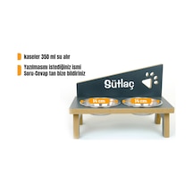 Özel Isim Baskılı, Ahşap, Çelik Kâseli Kedi- Küçük Irk Köpek Mama Ve Su Kabı