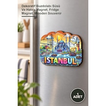 1 Adet Ahşap İstanbul Temalı Magnet Dekoratif Buzdolabı Süsü Ve Hatıra Magnet, Fridge Magnet, Wooden Souvenir
