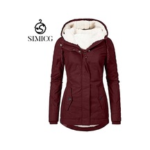 Kadınlar İçin Düz Renk Orta Uzunlukta Polar Ceket Kırmızı