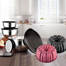 Bake With Love 10 Parça Karıştırma Kabı &amp Döküm Kek Kalıbı - Siyah Çok Renkli