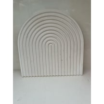 U Şeklinde Gökkuşağı Model Beyaz Beton Tepsi, Mum Tabağı