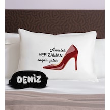 Bk Gift Kişiye Özel Çift Tasarımlı Pamuklu Yastık Kılıfı Ve Göz Bandı Uyku Seti-1, Tasarım Ev Tekstili, Uyku Bandı, Ev Hediyesi