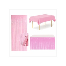 Pembe Masa Örtüsü, Pembe Masa Eteği, Pembe Arka Fon Perde