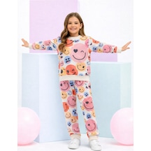 Veramoni Smile Baskılı Uzun Kollu Çocuk Alt Üst Ikili Takım Ekru