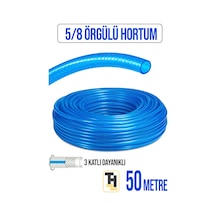5/8 Örgülü Bahçe Hortumu Çatlamaz, Kırılmaz, Esnek 50 Metre Mavi