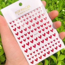 Kırmızı Kalpli Tırnak Sticker