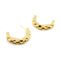 Tırtıklı Beşgen Çelik Küpe - Altın Altın