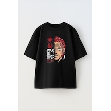 Thewert Unisex War İs Over Shanks Tasarım Baskılı Pamuk Sıyah Oversize T-shirt Siyah
