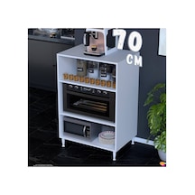Silva 70x119,2x48 Cm Mikrodalga Ve Midi Fırın Standı - 3 Bölmeli Çok Amaçlı Mutfak Rafı Beyaz