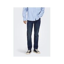 Only & Sons Dar Kesim Kot Pantolon Onsweft Orta Bel Normal Kesim Kot Pantolon Koyu Mavi Denim.