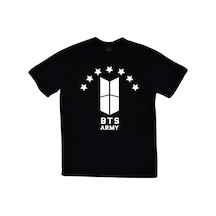Bts, K-pop Müzik Grubu Baskılı Unisex %100 Pamuk Siyah T-shirt SIYAH