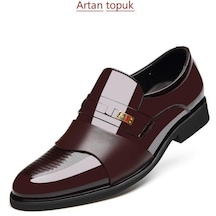 Ikkb Rugan Moda Gündelik İş Erkek Klasik Ayakkabı 9606 Kahverengi İç Yükseklik Topuk