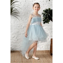 Uzun Kuyruk Tütülü Askılı Kız Filira Elbise Mnk0584 001