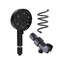 Su Tasarruflu 10 Modlu El Tipi Filtreli Duş Başlığı, Paslanmaz Çelik Hortum + Braket, Mat Siyah