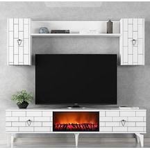 Belgrat Şömineli Tv Ünitesi Tv Sehpası Beyaz