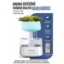 Dekoratif Yağmur Bulutu Aroma Difüzörü Hava Nemlendirici 3 Buhar Modu 7 Renk Led Gece Lambası