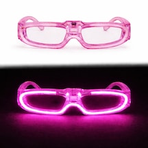Pembe - 484 - Led Işıklı Parti Gözlüğü 3 Modlu Glow &amp Gece - Edntrend - Eğlence Gözlüğü