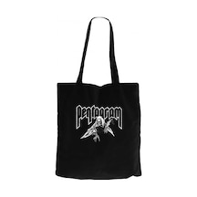 Pentagram Lucifer Siyah Kanvas Bez Çanta Siyah