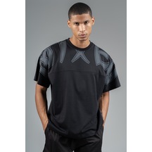 Maraton Sportswear Oversize Erkek Bisiklet Yaka Kısa Kol Basic Siyah T-shirt 23246-siyah