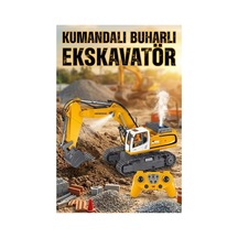 1:18 Uzaktan Kumandalı Full Fonksiyon Şarjlı Işıklı Kepçe Buharlı 11 Kanal Kazıcı Kepçe Büyük Boy Sarı - Turuncu
