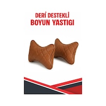 Hyundai İ20 N Uyumlu Araç-oto Taba Deri Taba Dikişli Boyun Destek Yastığı