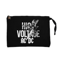 Ac Dc High Voltage Siyah Clutch Astarlı Cüzdan / El Çantası Siyah