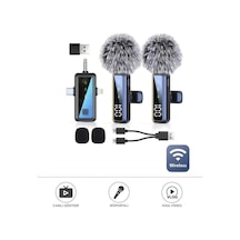H68 Type-c + Lightning + Aux 2li 3in1 Kablosuz Yaka Mikrofonu