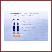 Storeşahin Gold Gp-001 3 İn 1 Lazer + 2 Led Işıklı El Feneri Anahtarlıklı 2 Adet Shn0720 Çok Renkli