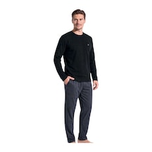 Pierre Cardin 6145 Erkek Uzun Kollu Bisiklet Yaka Pijama Takımı -siyah