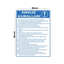 Metal Havuz Kuralları 20cm X 30cm A4 Büyüklüğünde Uyarı Levhası Yönlendirme Tabelası