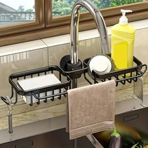 Cordial 1pc Sıngır Mutfak Organizer, Sünger Ve Sabun İçin Çok Amaçlı Sink Rack, Asma Sepet Ve Aksesuarlar İçin Kullanışlı Saklama Çözümü Siyah Siyah