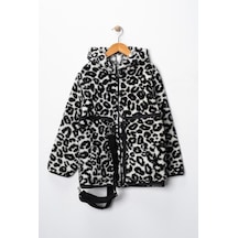 Miniğimin Cicileri Sırt Çantasına Dönüşebilen Peluş Unisex Çocuk Mont - Siyahbeyaz Siyah - Beyaz