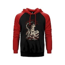 Koruyucu Bozkurt Kırmızı Renk Reglan Kol Sweatshirt / Hoodie