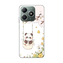 Realme C61 Uyumlu Sallanan Panda Baskılı Silikon Kılıf Renkli