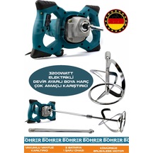 Böhrer Hb0403t Alman 3200w Devir Ayarlı Çift Şanzıman Yeni Nesil Elektrikli Boya Harç Çok Amaçlı Mavi Karıştırıcı