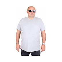 Moc Grande Mocgrande Erkek Büyük Beden Likralı Basic V Yaka Tişört 11170 Grı Melanj Gri Melanj