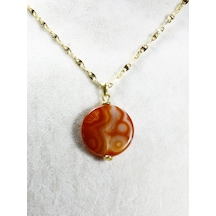 Kırmızı Akik Doğal Taş Kolye Ucu / Yemen Akik / Karnelyan Akik Kırmızı