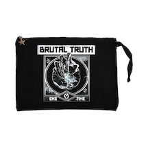 Brutal Truth end Time Siyah Clutch Astarlı Cüzdan / El Çantası Siyah