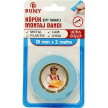 Bumy Çift Taraflı Köpük Montaj Bandı Beyaz 18mm X 2mt