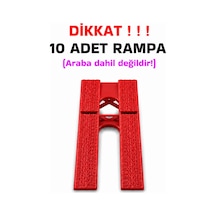 1:64 Ölçek Araba Rampası - Kırmızı - Lastik İzli - 10 Adet
