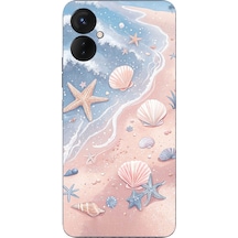 Tecno Spark 9 Pro Uyumlu Sahil Deniz Kabuğu Baskılı Silikon Kılıf Renkli