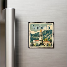 Andorra Andorra - Posta Pulu Temalı Ülke - Baskılı Buzdolap Magneti Kare - 9x9 Cm