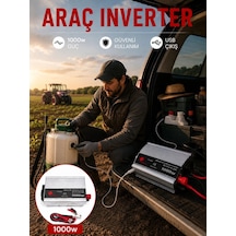 Mey İthalat 1000w Güç İnverteri Araç Aküsünden Priz Çıkışı Sağlayan Çevirici