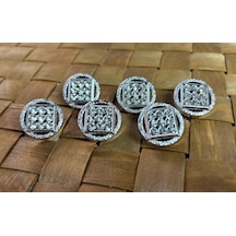 Taşlı Düğme 34 Boy 21,5mm Gümüş - 5 Adet