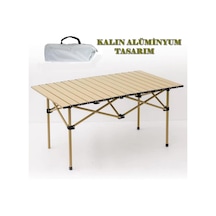 Büyük Boy Gold Full Alüminyum Katlanır Kamp Masası Piknik Seti Çanta Tipi Balkon Bahçe Mutfak Masası Genel