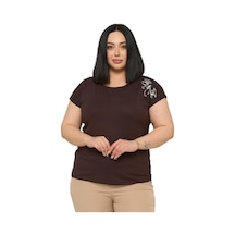 Disentis Modest Büyük Beden Düşük Kısa Kollu Omuzda Yaprak Desenli Kahverengi Bluz Kahverengi Disentis Modest Büyük Beden Düşük Kısa Kollu Omuzda Yaprak Desenli Kahverengi Bluz Kahverengi